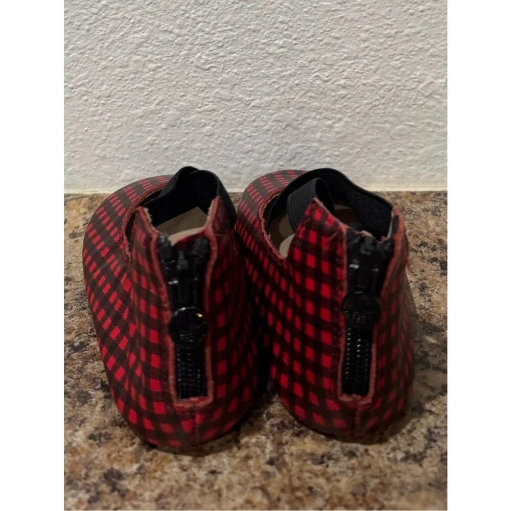 Monkey Feet - Red and Black Plaid Leather Ballet Flats